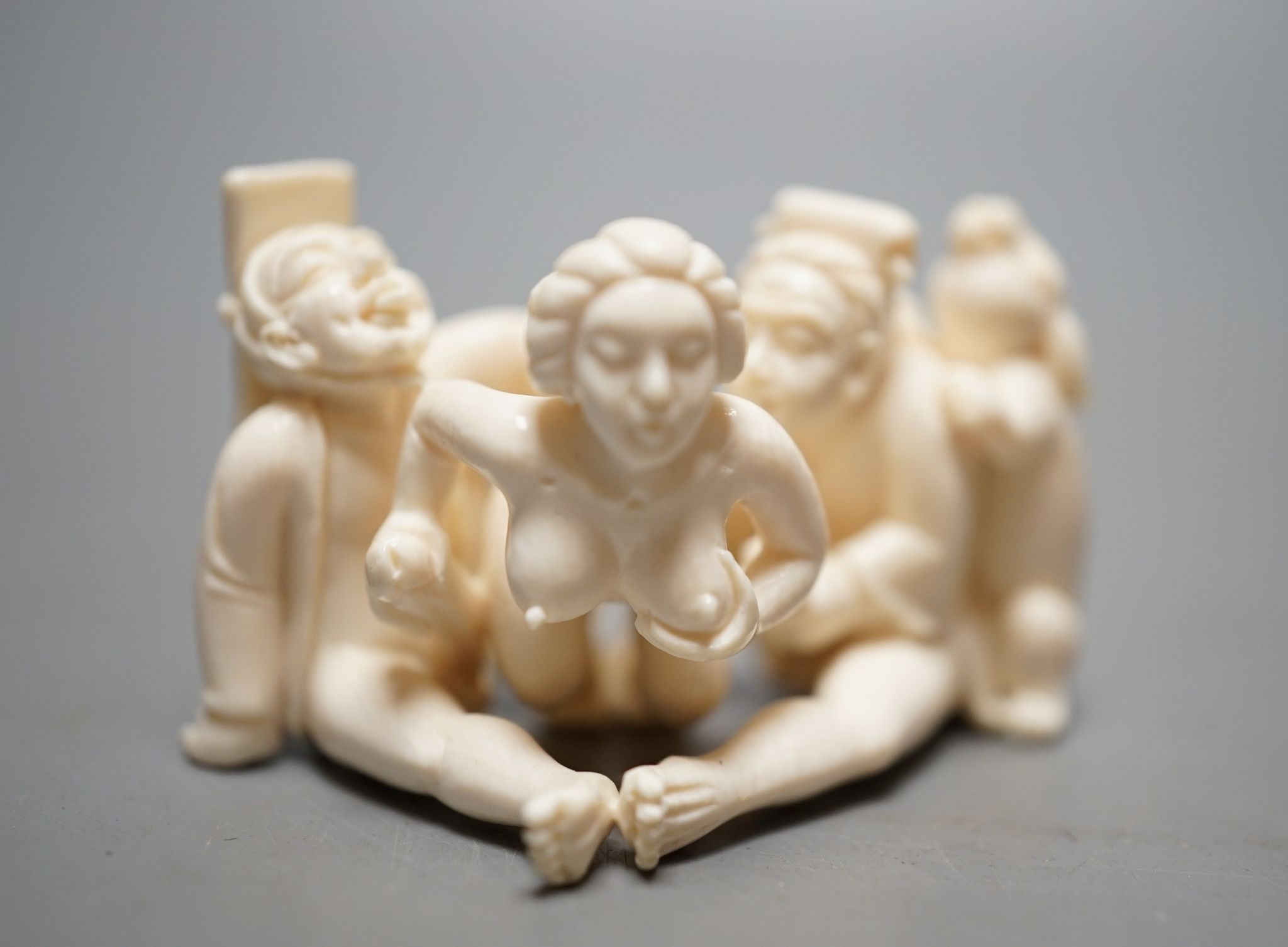 Two Oriental ivory erotic carvings